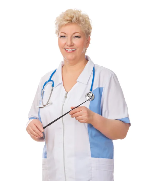 Mature doctor with pointer — Stock Photo, Image