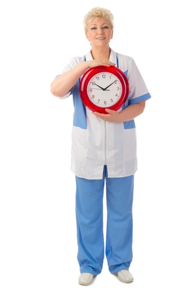 Starsze lekarz z zegarem — Zdjęcie stockowe