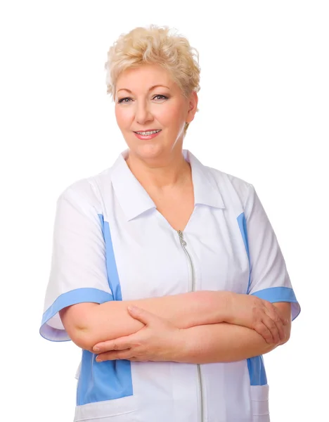 Mature funny doctor isolated — Stock Photo, Image