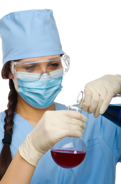 Young doctor with vials — Stock Photo, Image