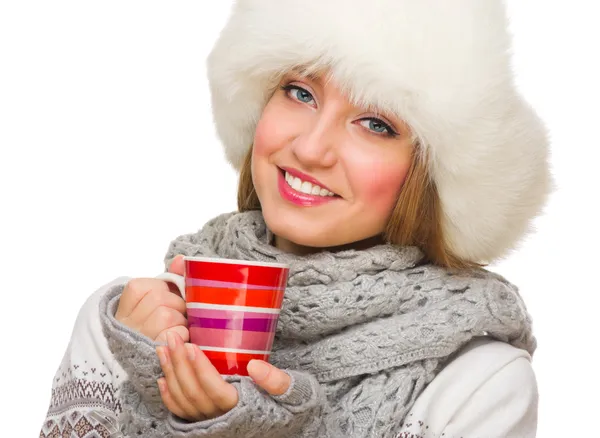 Menina com caneca — Fotografia de Stock