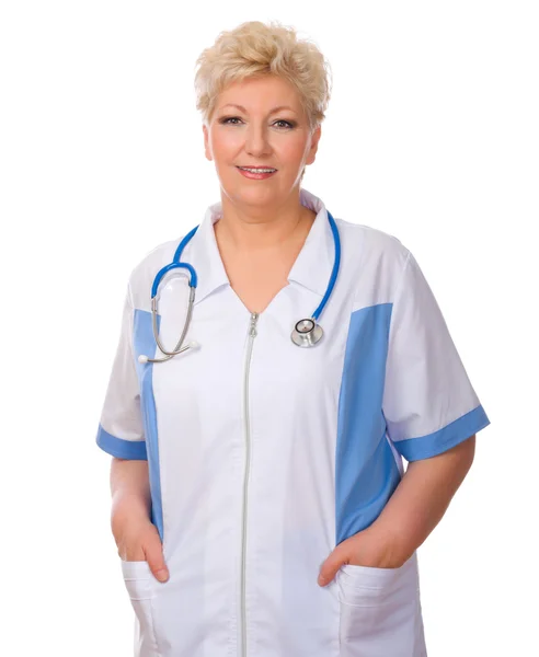 Mature doctor with stethoscope — Stock Photo, Image