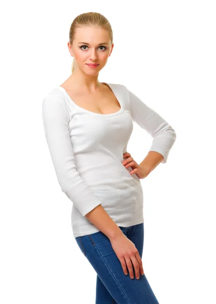 Young girl in jeans — Stock Photo, Image