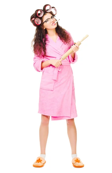 Housewife with rolling pin — Stock Photo, Image