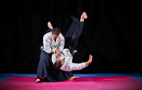 Iki aikido savaşçıları mücadele — Stok fotoğraf