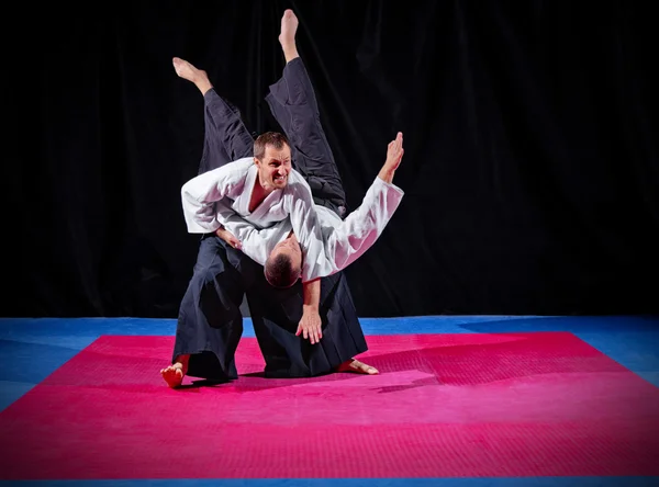 Iki aikido savaşçıları mücadele — Stok fotoğraf