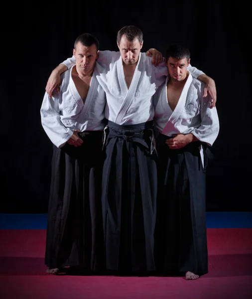 Üç aikido savaşçıları — Stok fotoğraf