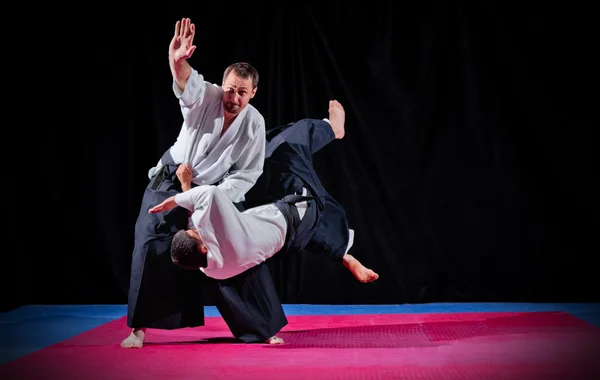 Iki aikido savaşçıları mücadele — Stok fotoğraf