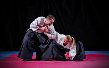 iki aikido savaşçıları mücadele