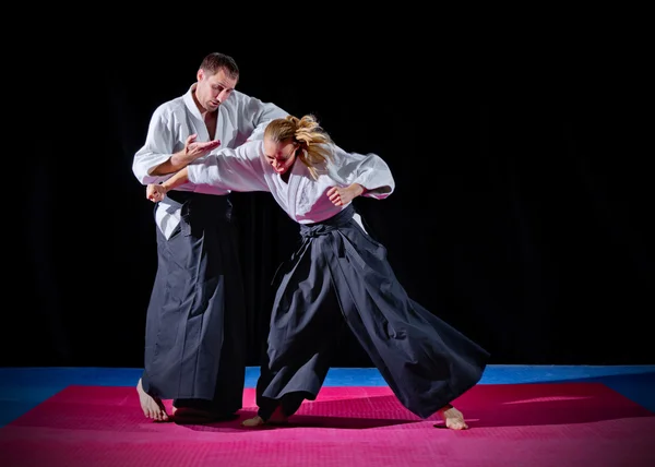 Fight between two aikido fighters — Stock Photo, Image