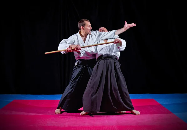 Iki aikido savaşçıları mücadele — Stok fotoğraf