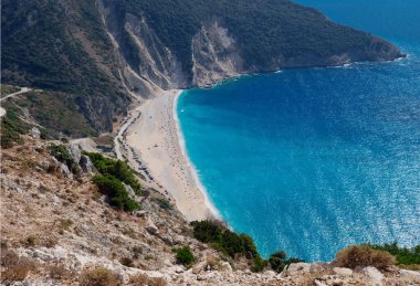 Yunanistan 'ın Kefalonia adasındaki Mirtos plajı