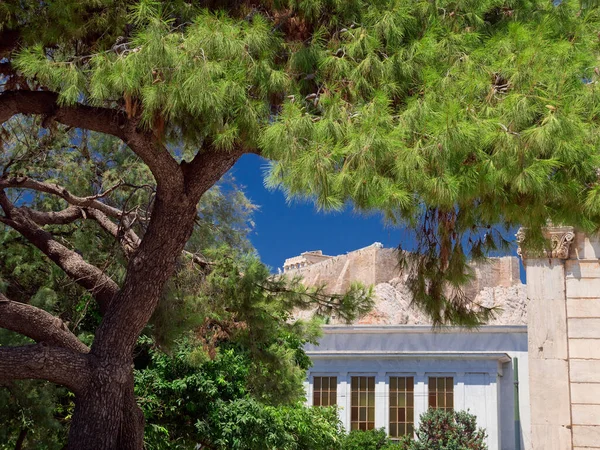 Athene Akropolis Uitzicht Vanaf Plaka — Stockfoto