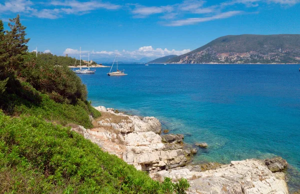 Kefalonia Adasındaki Fiscardo Yatlar — Stok fotoğraf