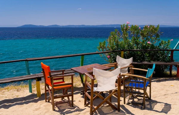 Greek Cafe Sea Coast — Stock Photo, Image