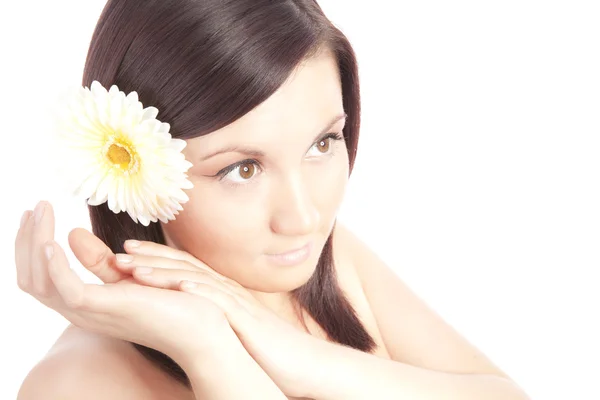 Bella donna isolata su bianco — Foto Stock