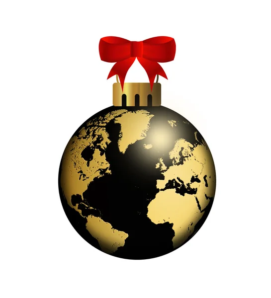 Christmas ball with globe design over white — Stock Photo, Image