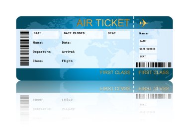 havayolu boarding pass bilet üzerinde beyaz izole