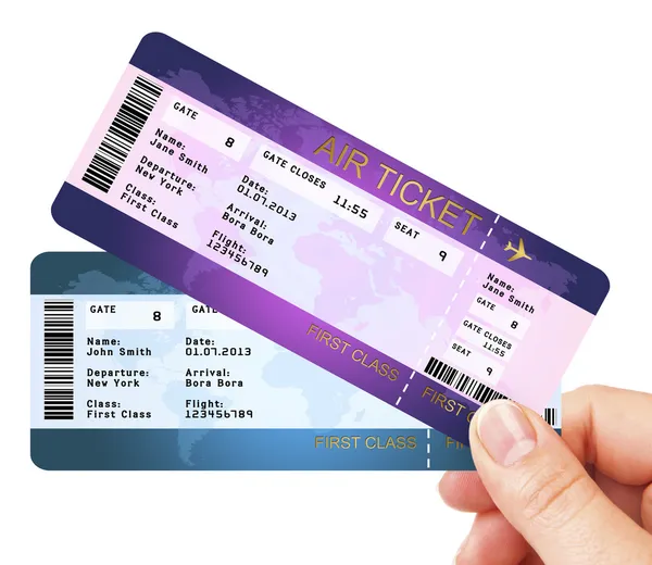 Fly air tickets holded by hand — Stock Photo, Image