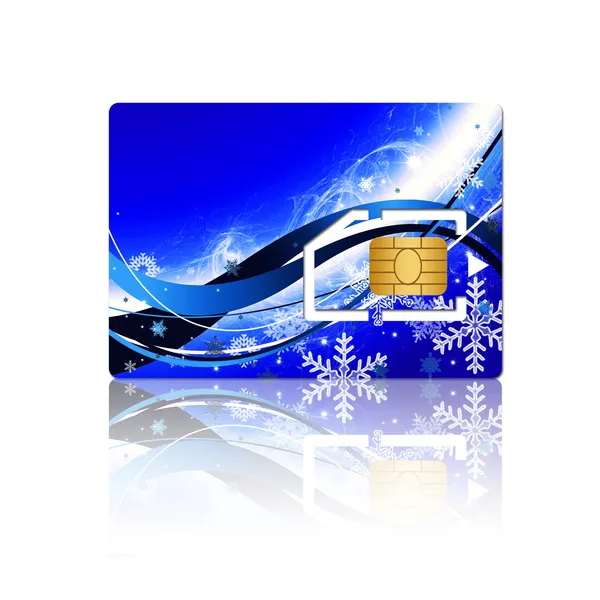 Tarjeta SIM de Navidad con chip sobre fondo blanco —  Fotos de Stock