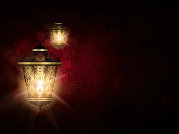 Shiny lantern over dark eid al fitr background — Stock Photo, Image