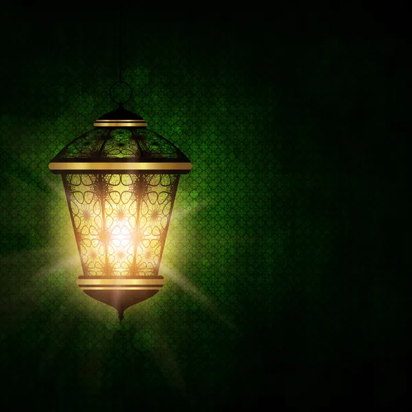 Brilhante lanterna sobre escuro eid al fitr fundo — Fotografia de Stock