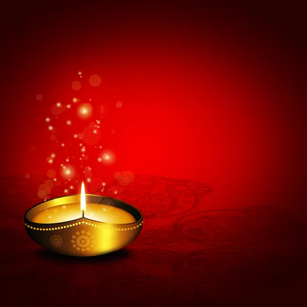 Oil lamp with plac for diwali greetings over dark background — Stock Photo, Image