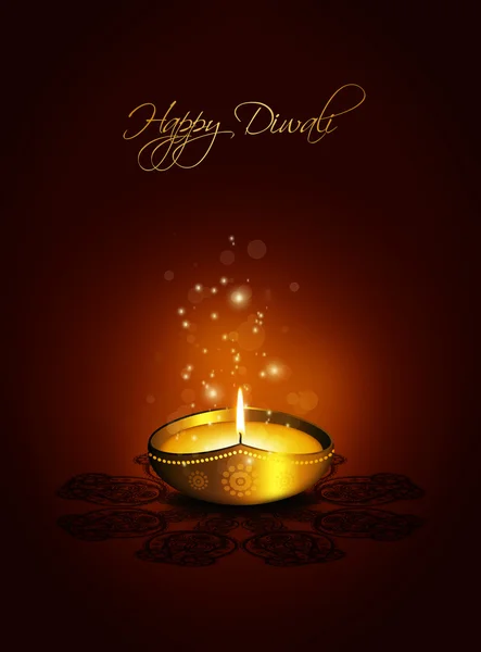 Oil lamp with plac for diwali greetings over dark background — Stock Photo, Image