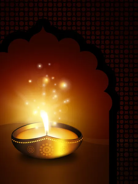 Oil lamp with with place for diwali diya greetings — Stock Photo, Image
