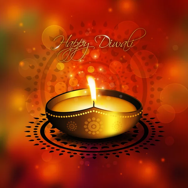 Oil lamp with diwali diya greetings — Stock Photo, Image
