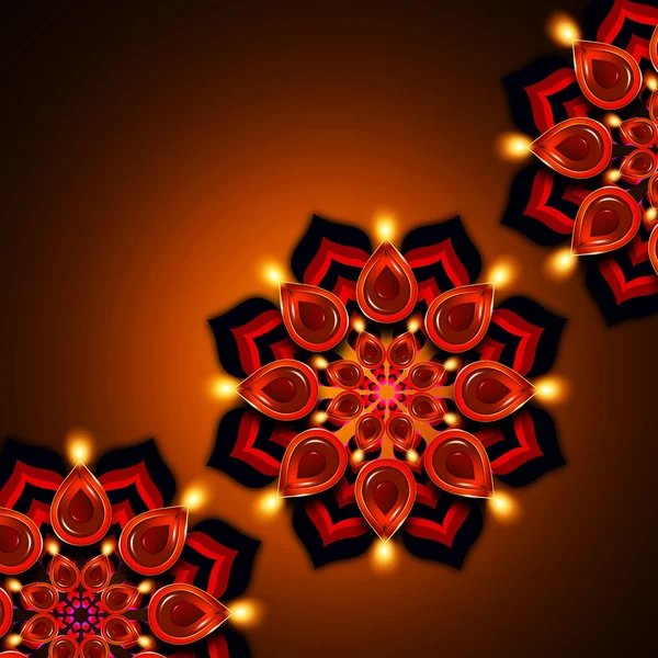 Oil lamp with diwali diya elements over dark background — Stock Photo, Image