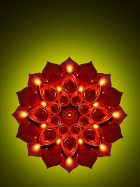 kandil diwali diya elemanları üzerinde yeşil ile