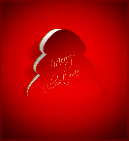 Christmas tree with greetings over red background — Stock Photo, Image