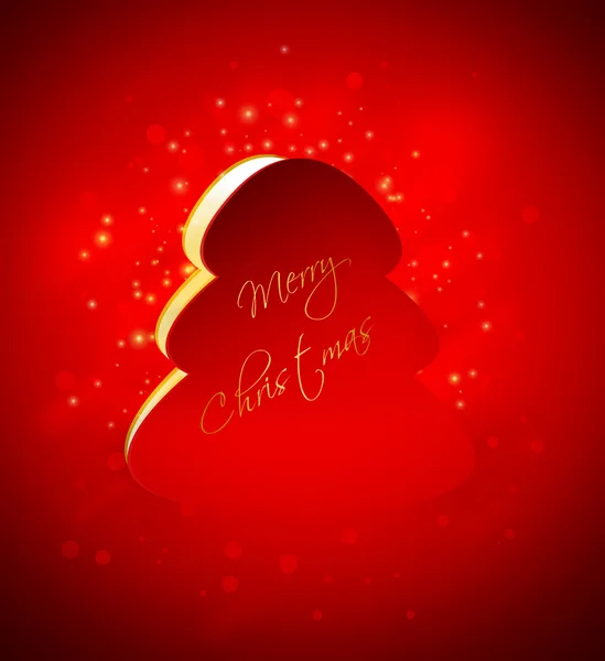 Christmas tree with greetings over red background — Stock Photo, Image