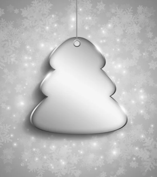 Kerstboom met plaats voor tekst over zilveren achtergrond — Stockfoto