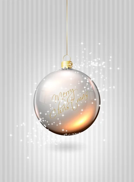 Christmas glass ball over silver background — Stock Photo, Image
