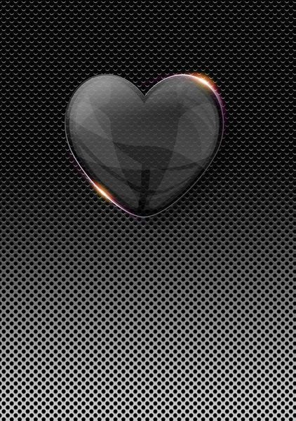 Vidro valentine coração sobre fundo de metal escuro — Fotografia de Stock