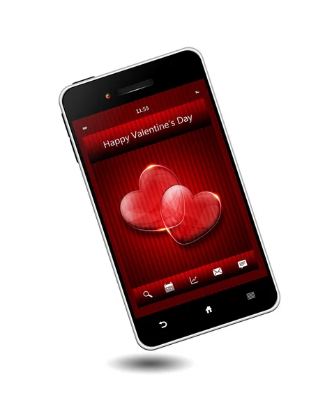 Mobile phone with valentine's day wishes — Stock Photo, Image