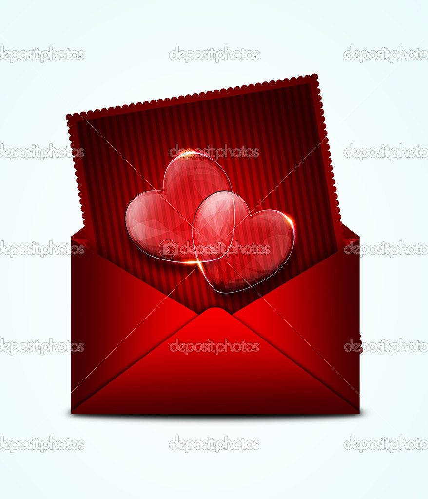 valentines card in red envelope