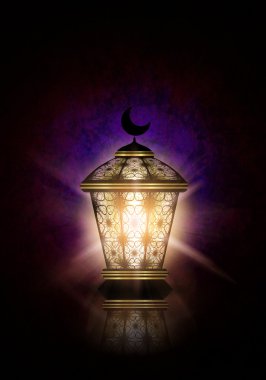 Ramazan kareem arka plan ile parlak fener