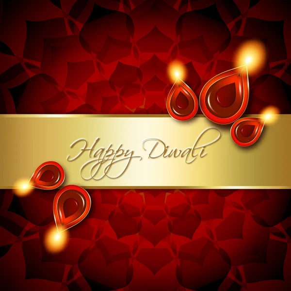 Oil lamps with diwali greetings over red background — Stock Photo, Image