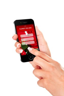 el cep telefonu çiçekçi teklif ile ekran üzerinde tutarak