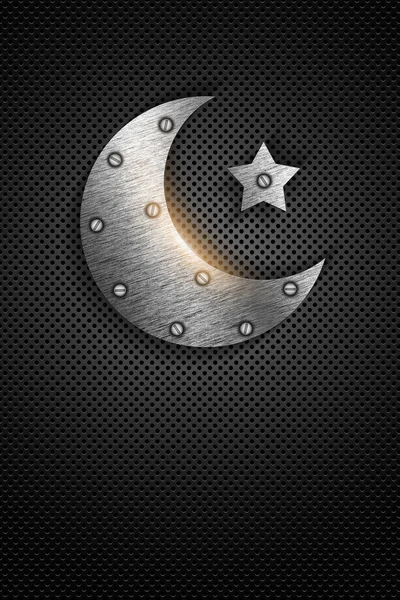 Metalowe ramadan kareem karta księżyc i gwiazdy — Zdjęcie stockowe
