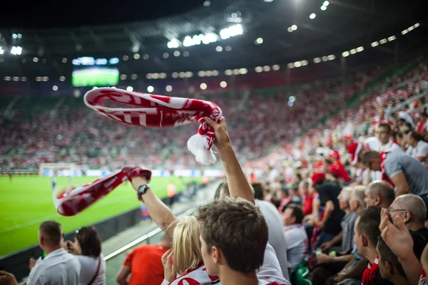 WROCLAW - SEPTEMBER 11: Polish supporters at Stadion Miejski — Stock Photo, Image