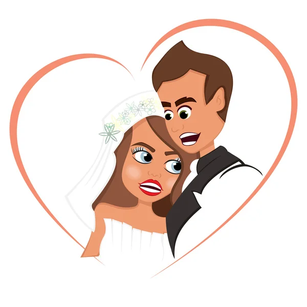 Recién casados enamorados — Vector de stock