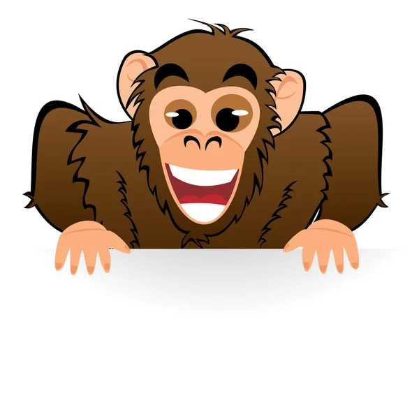 Monkey behind white board — Stock Vector