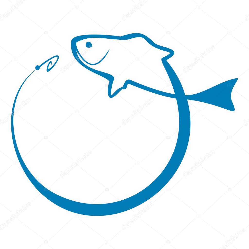 Isolated fishing symbol with fish and hook