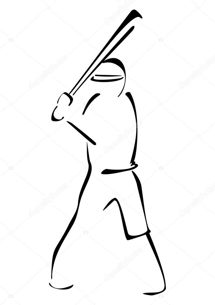 Illustration of baseball player ready to strike