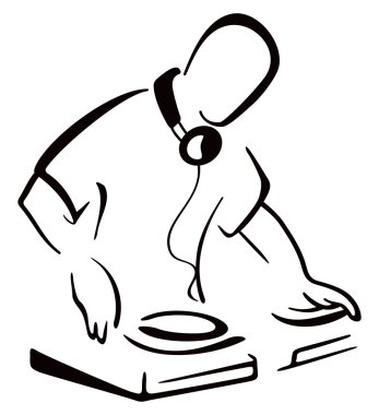 DJ behind console clipart