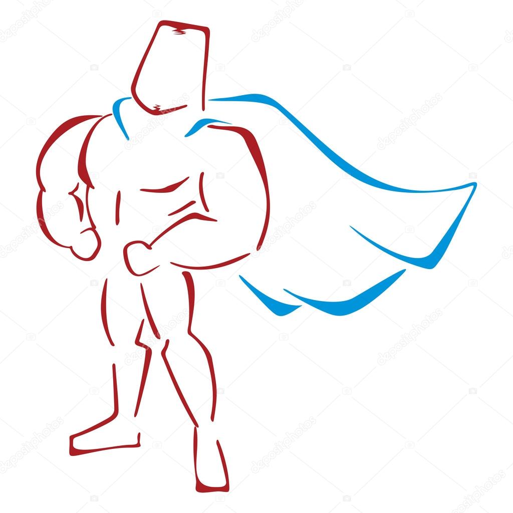 Muscular super hero standing in a classic pose